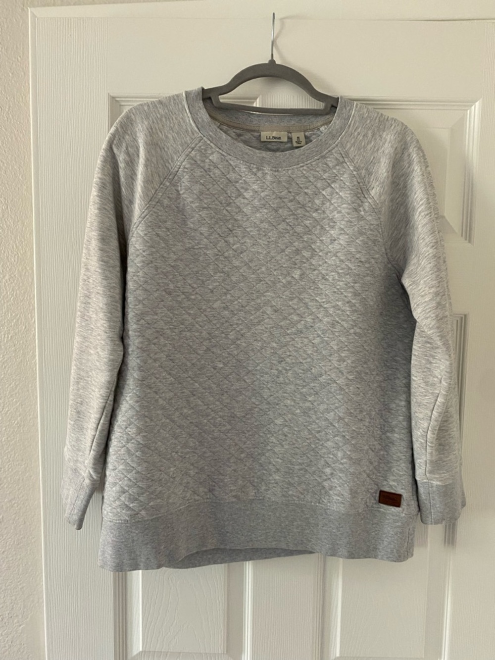L.L.Bean Quilted Heather Gray Crewneck Sweatshirt Medium M